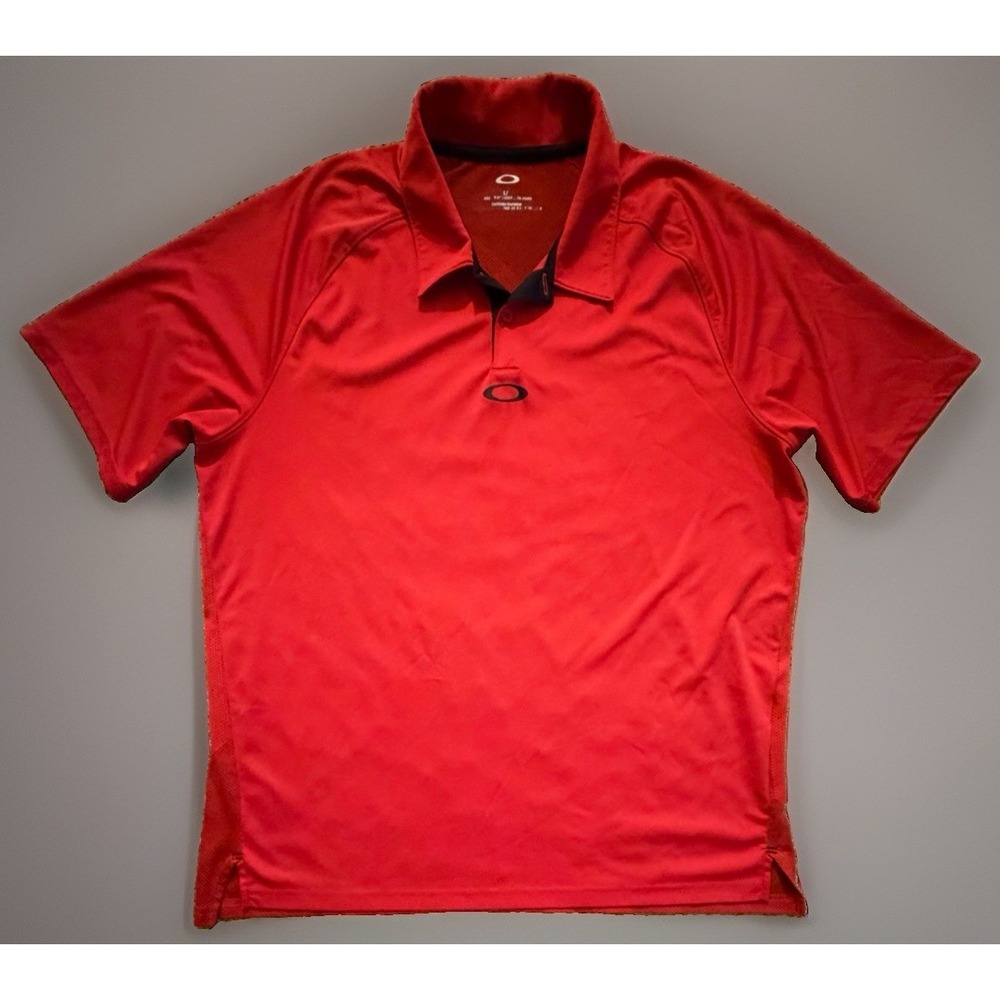 Oakley Golf Short Sleeve Polo Shirt Red Lightweight Center Logo XL JBHS